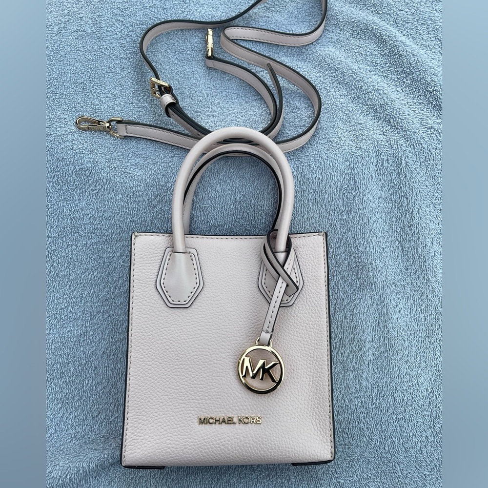 Michael Kors Cream Mini Bag with Gold Accents